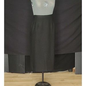 Black Wool Calf-Length Skirt By Michele